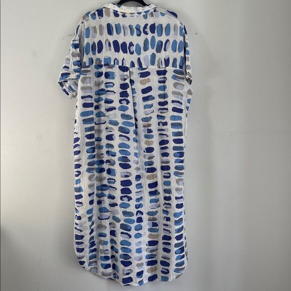 Dolma gauzy cotton blend paint splotch print short sleeve midi maxi dress sz XL - Picture 9 of 10